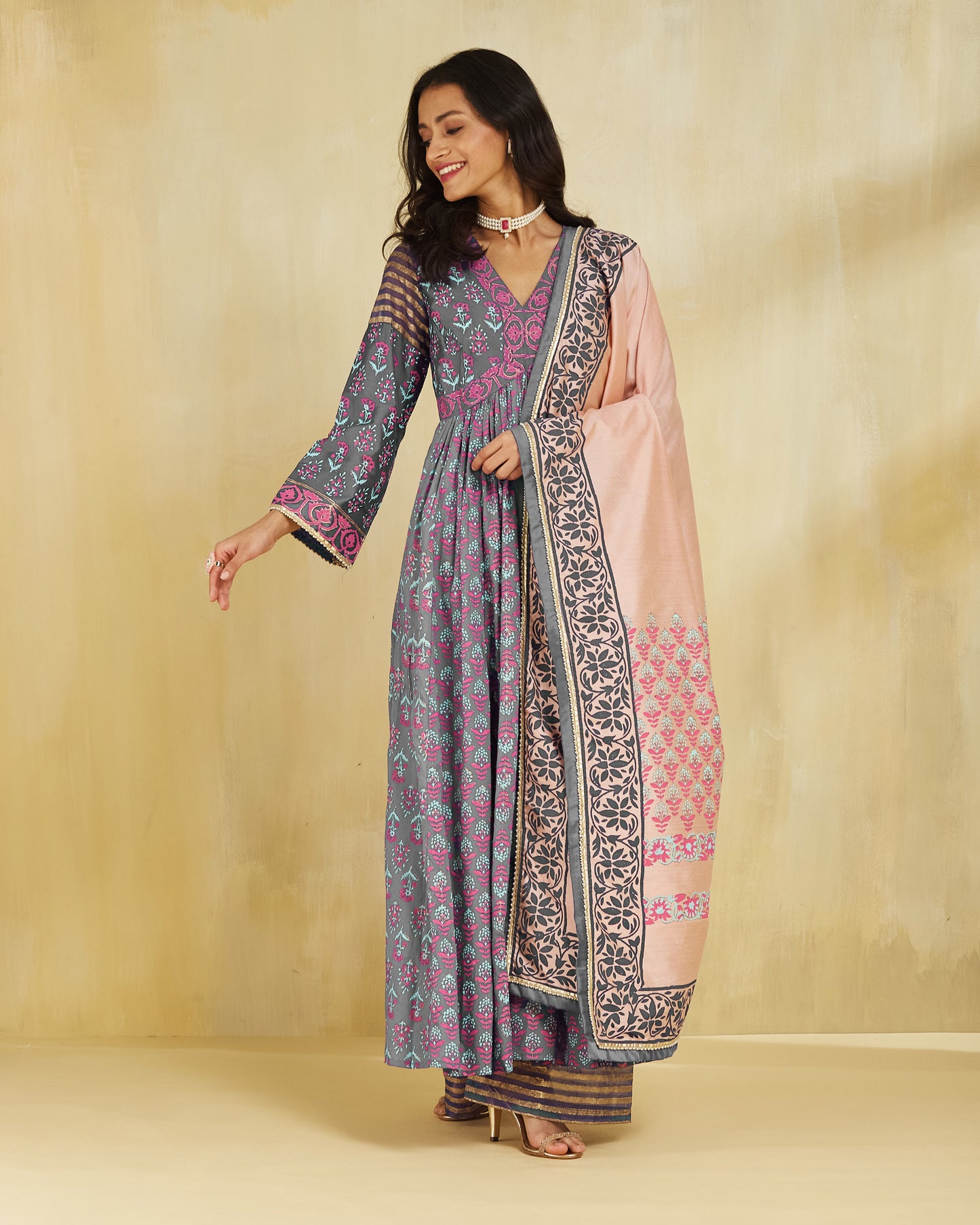 Firoza Kurta With Plazo And Dupatta