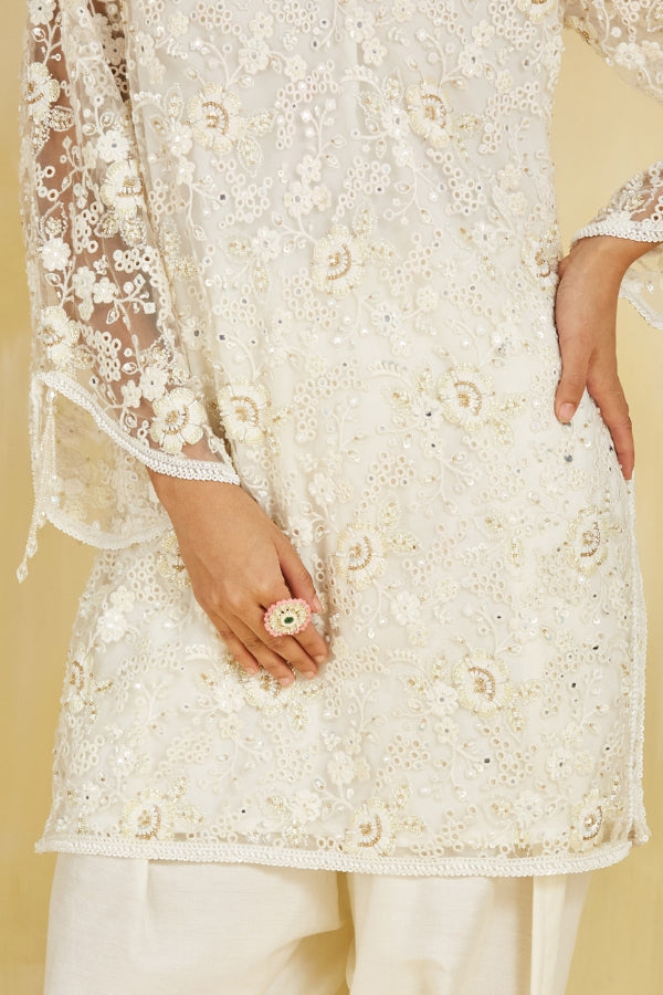 Firoza kurta with Tulip