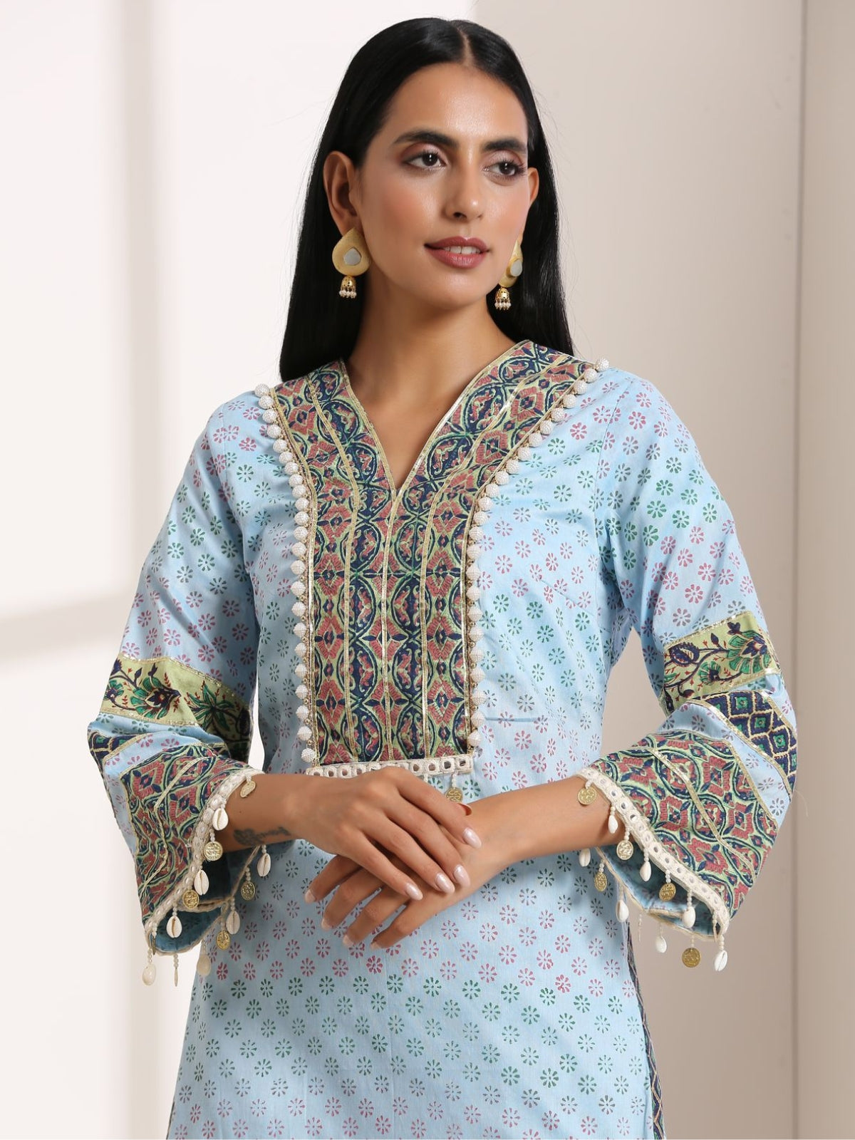 Blue Kalptaru Kurta With Salwar And Dupatta