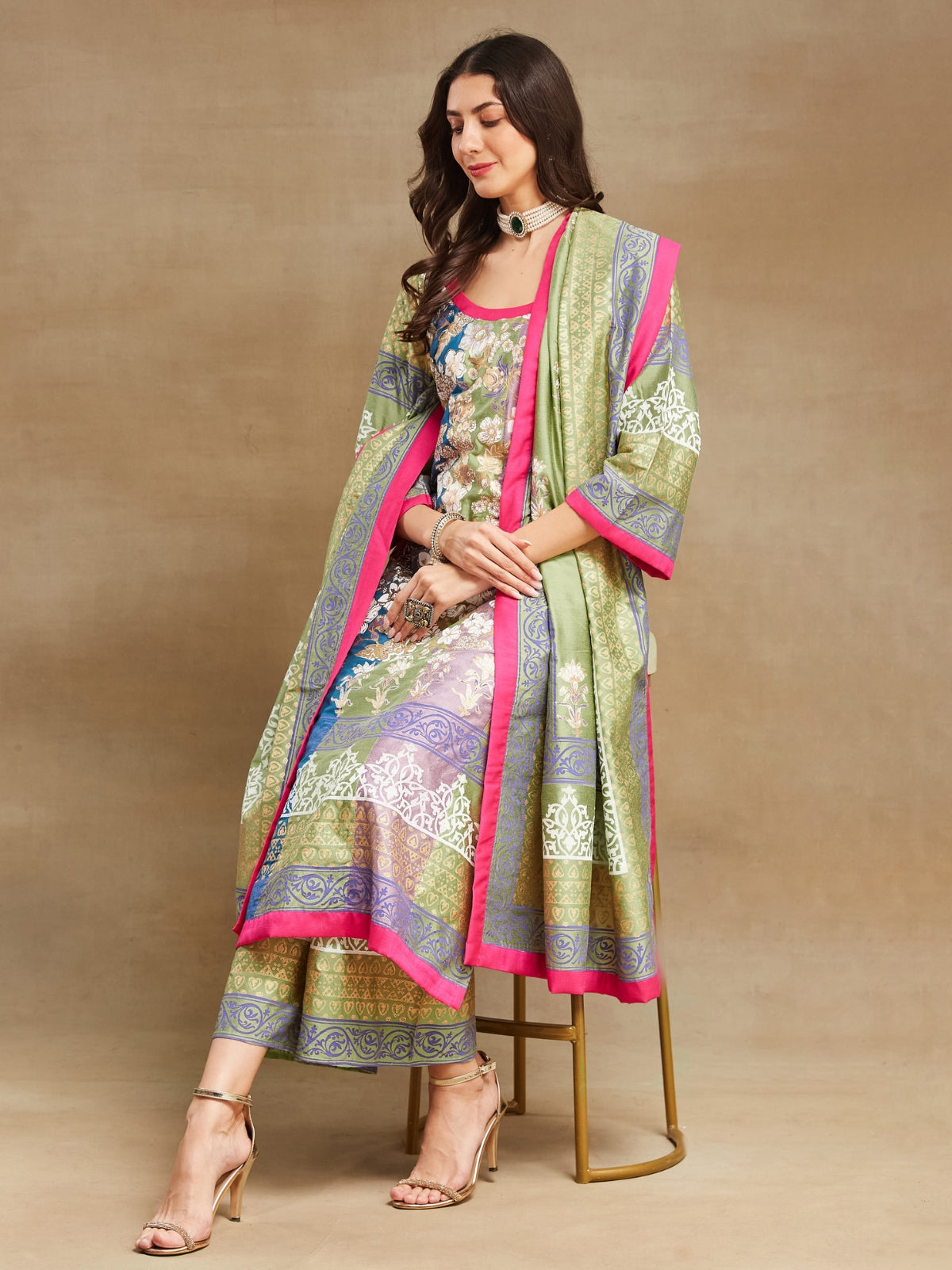 Noor a line kurta with plazo and dupatta