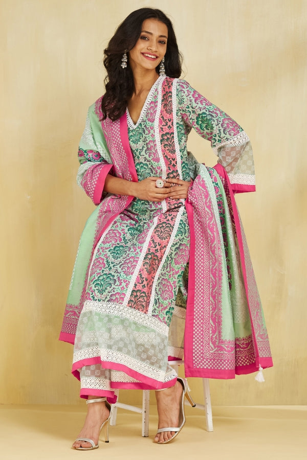 Firoza Kurta With Plazo And Dupatta