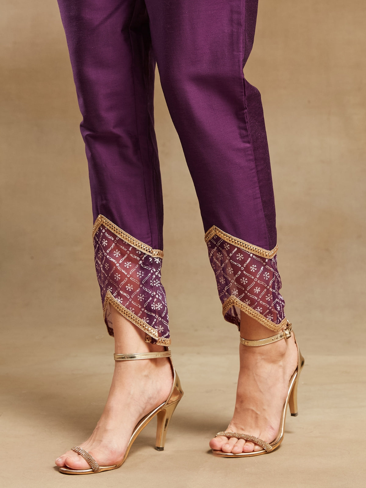 Purple Noor V Neck Anarkali With Pant And Dupatta