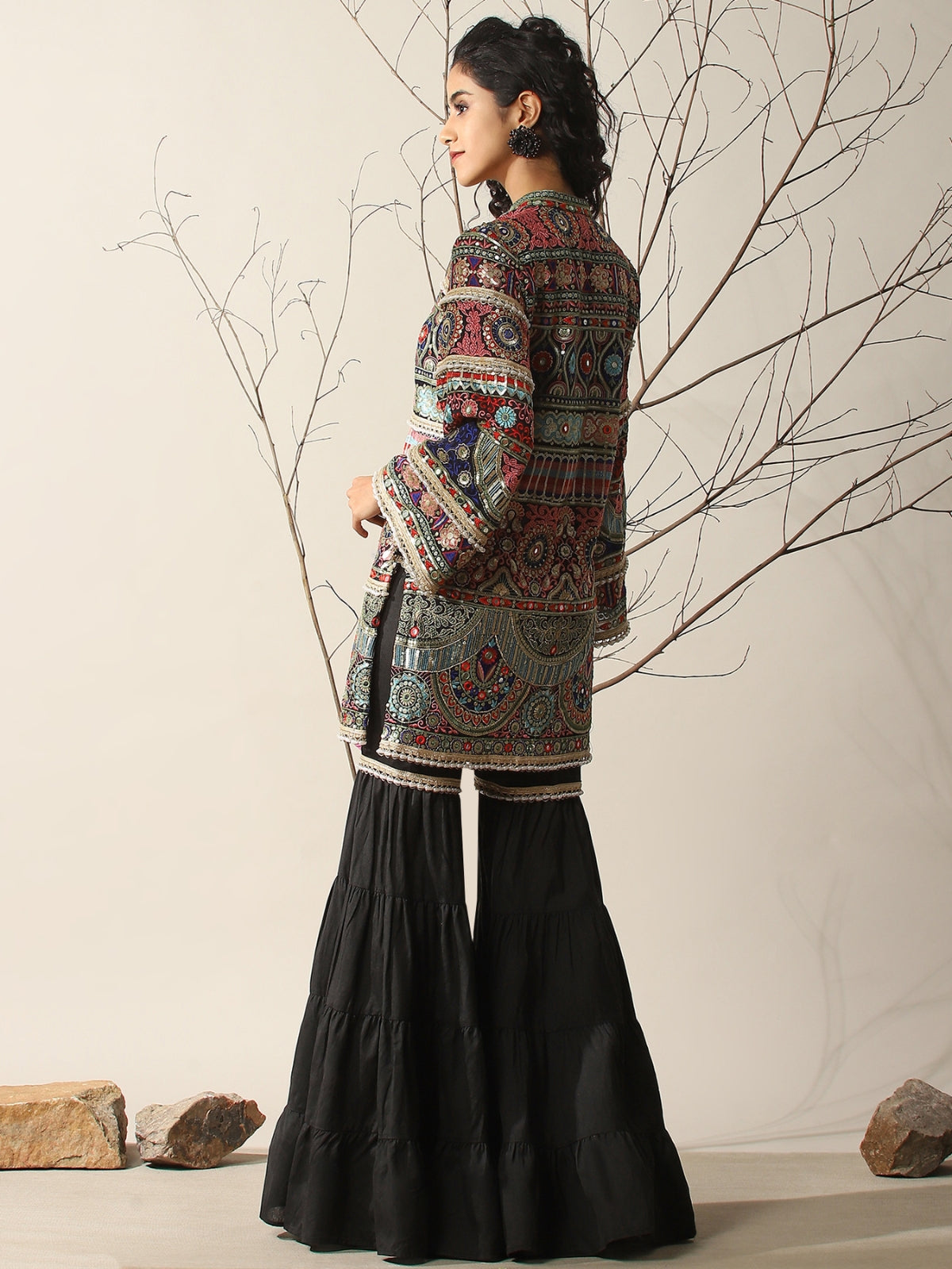 Black Rahat Kurta With Garara