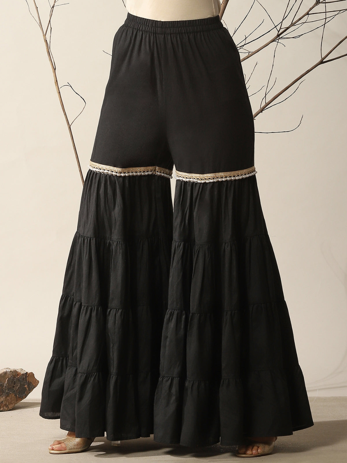 Black Rahat Kurta With Garara