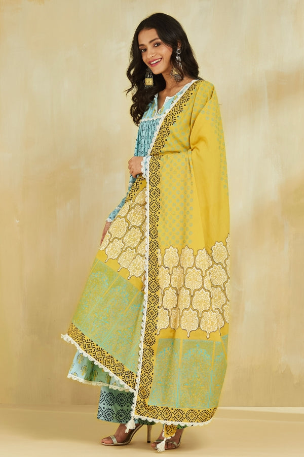 Firoza Kurta With Plazo And Dupatta