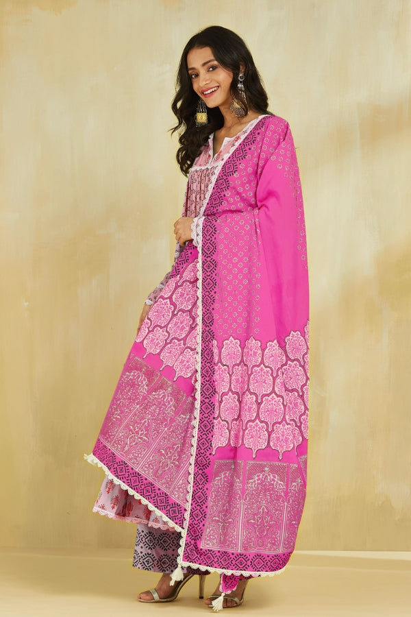Firoza Kurta With Plazo and Dupatta