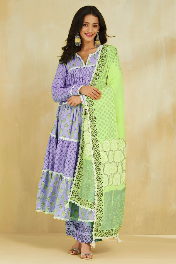 Firoza Kurta With Plazo And Dupatta