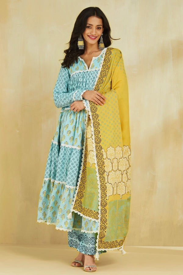 Firoza Kurta With Plazo And Dupatta