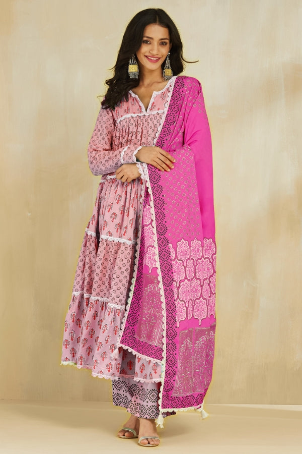Firoza Kurta With Plazo and Dupatta