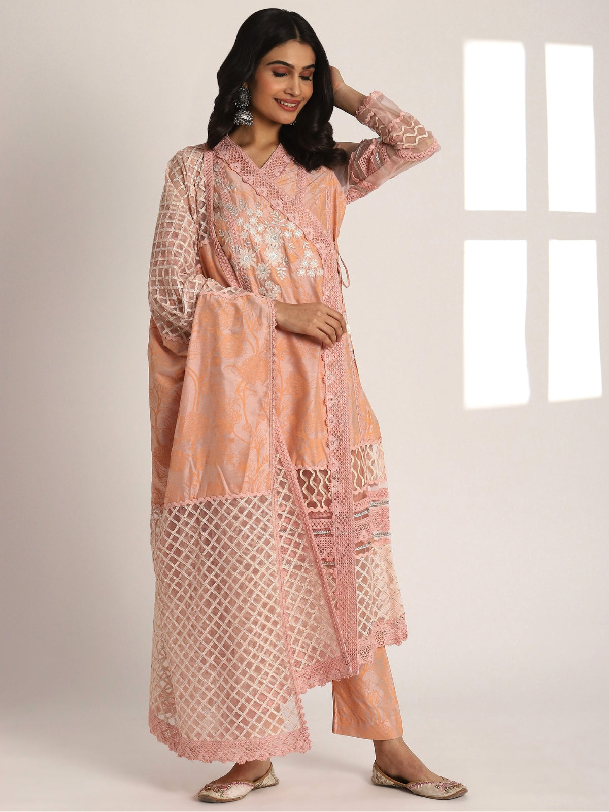 Falak Angrakha Kurta With Pant And Dupatta