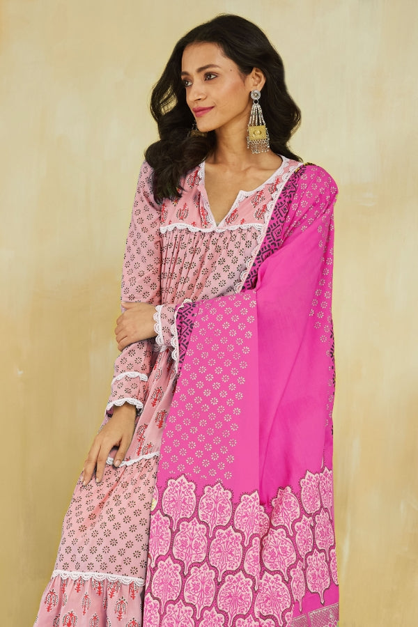 Firoza Kurta With Plazo and Dupatta