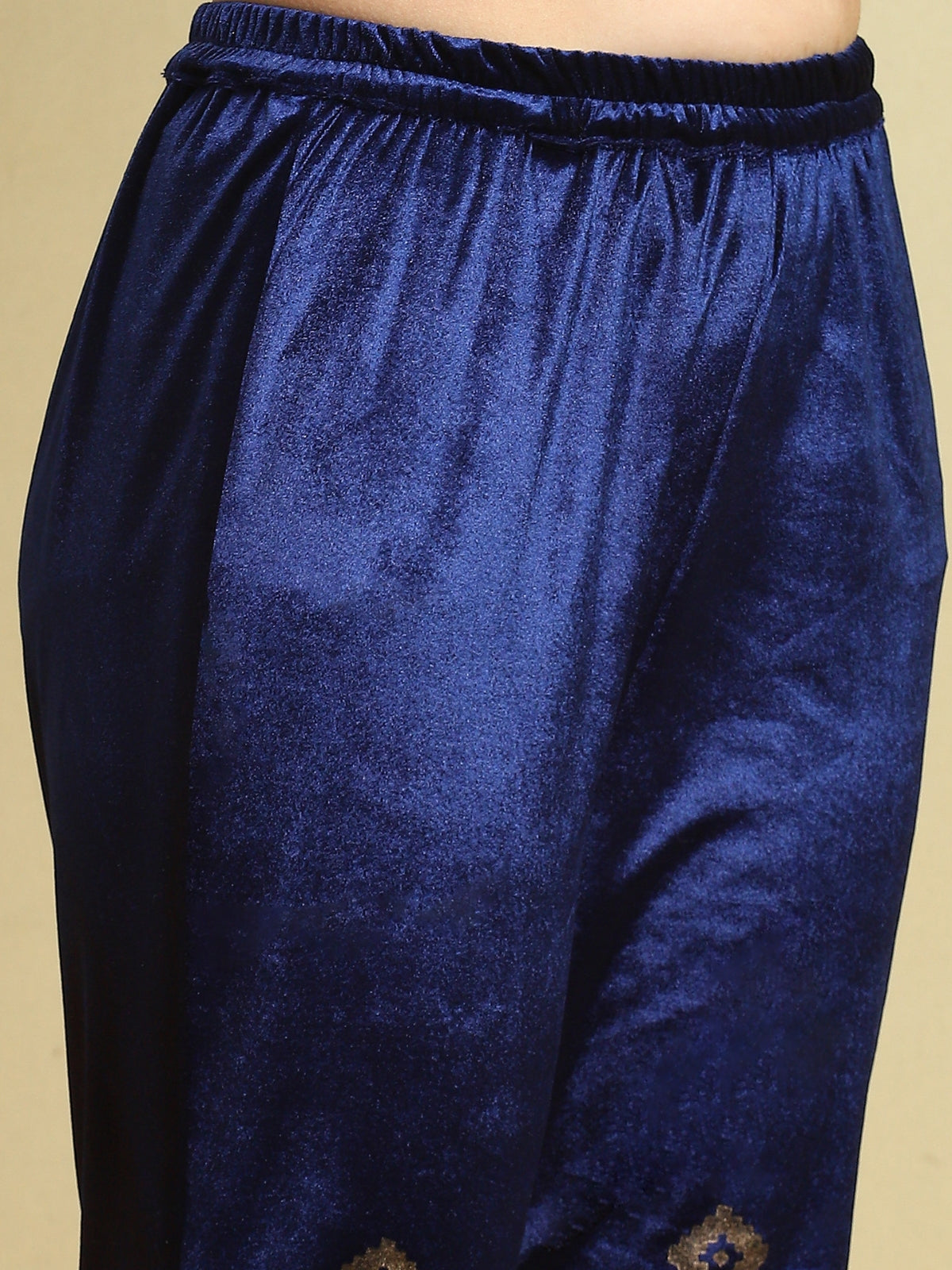 Royal Blue Velvet Magic Kurta With Flared Pant