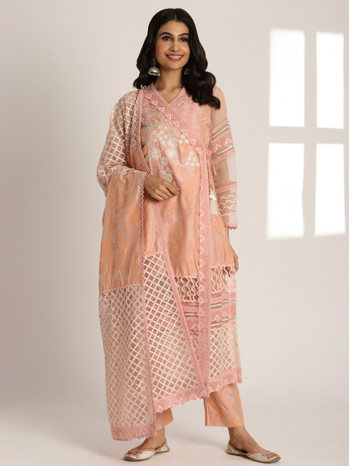 Falak Angrakha Kurta With Pant And Dupatta