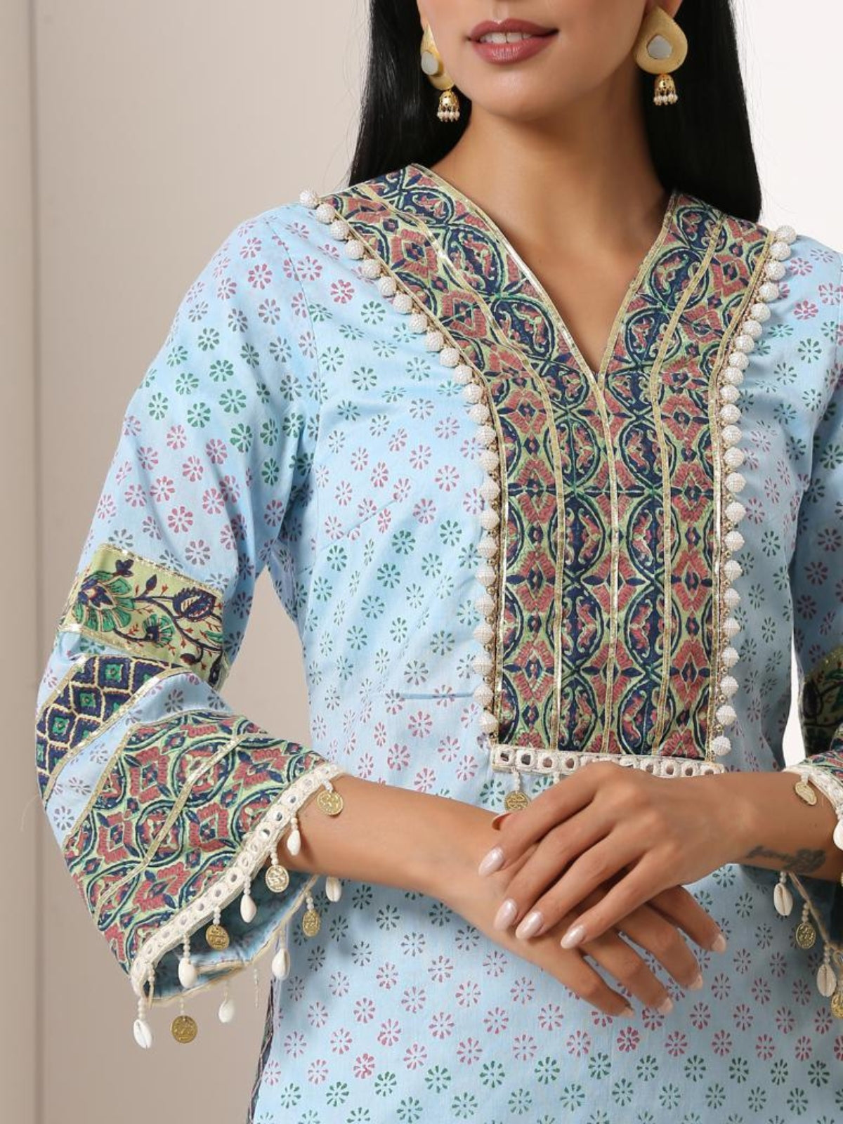 Blue Kalptaru Kurta With Salwar And Dupatta