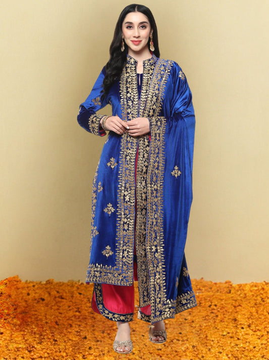 Velvet Magic Jacket With Inner plazo And Dupatta