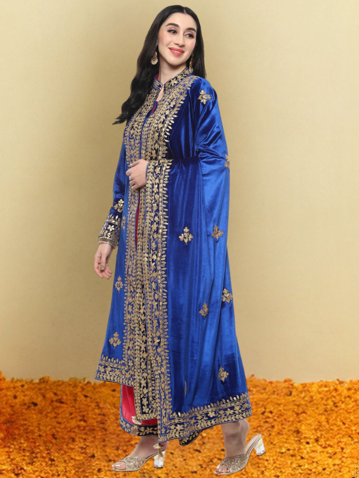 Velvet Magic Jacket With Inner plazo And Dupatta