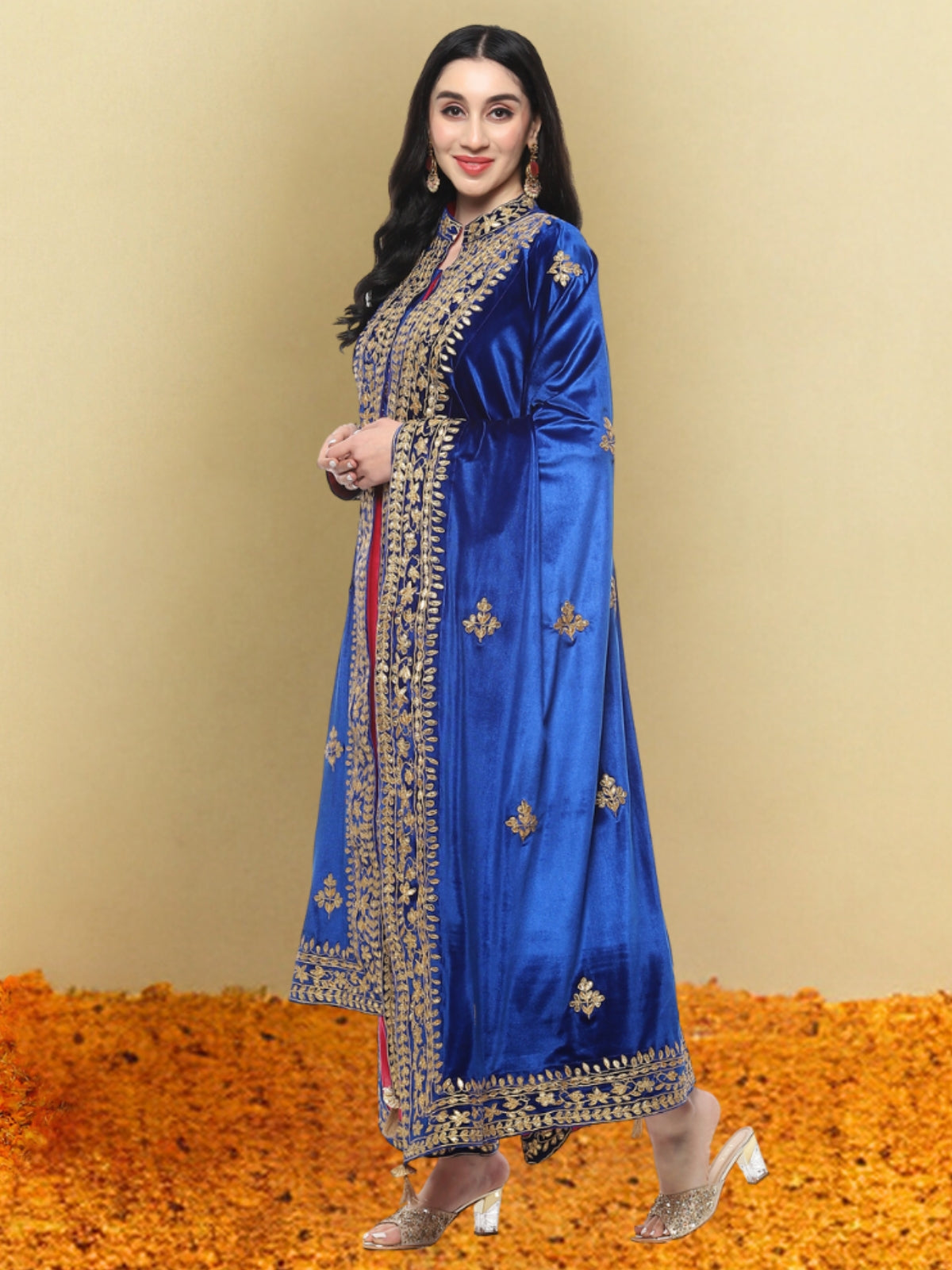 Velvet Magic Jacket With Inner plazo And Dupatta