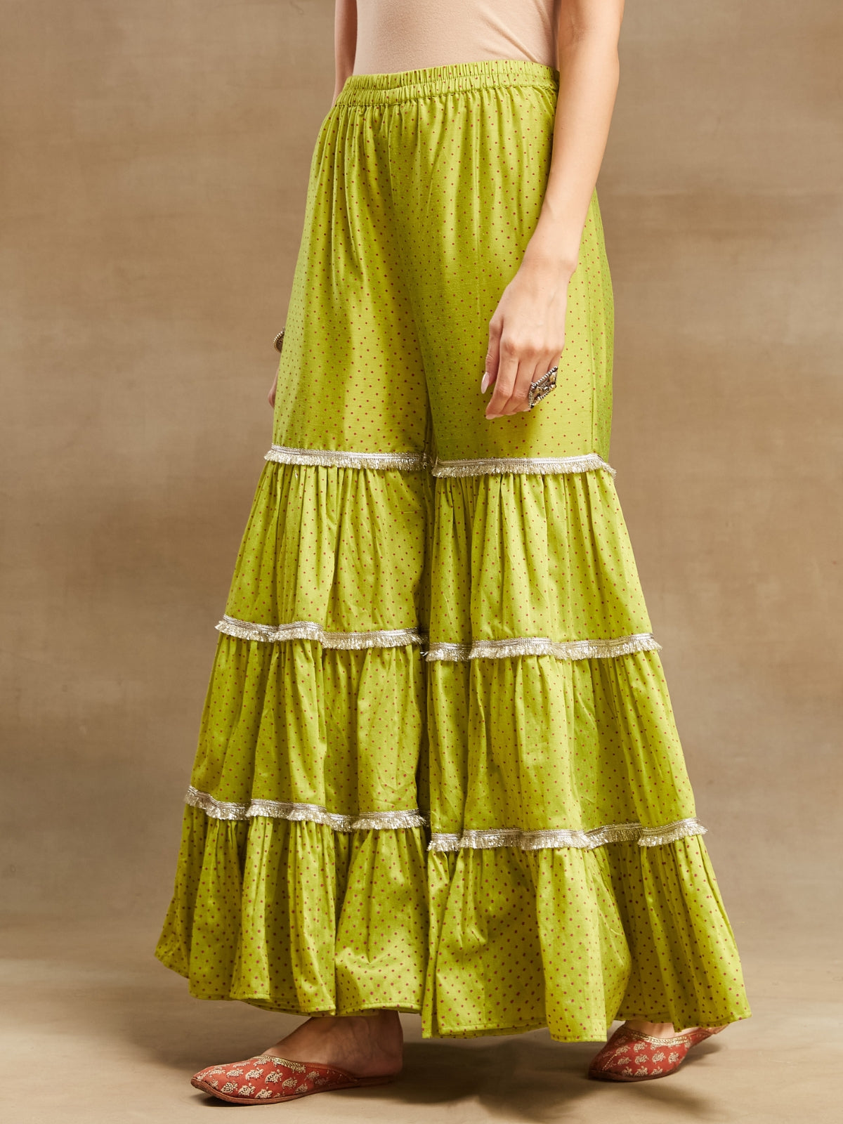 Green Noor key hole kurta with garara and dupatta