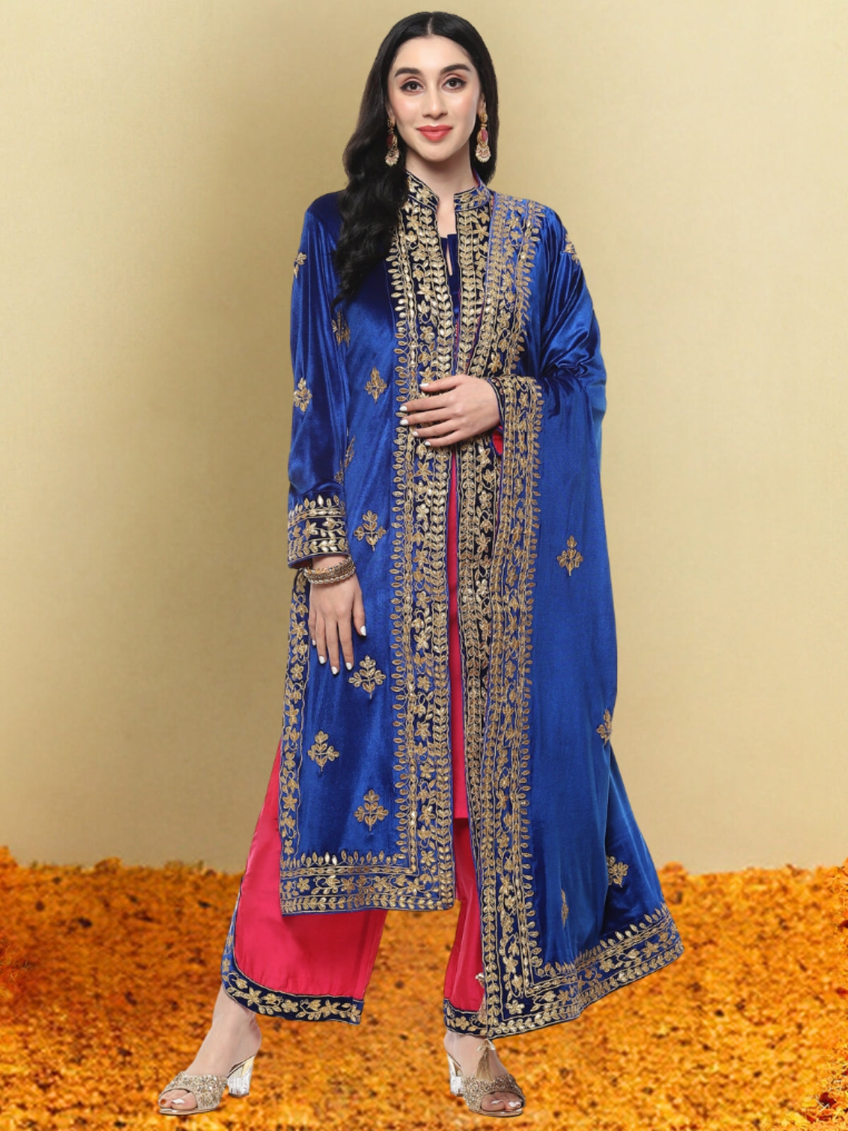 Velvet Magic Jacket With Inner plazo And Dupatta