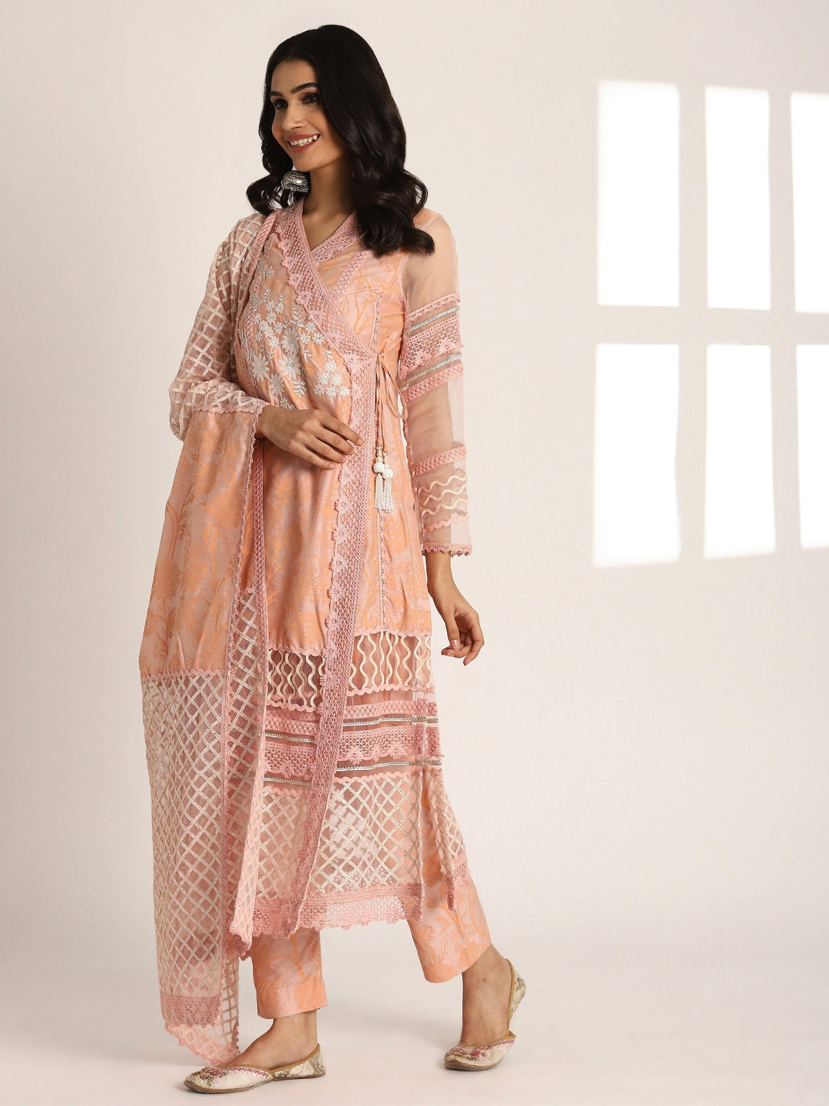 Falak Angrakha Kurta With Pant And Dupatta