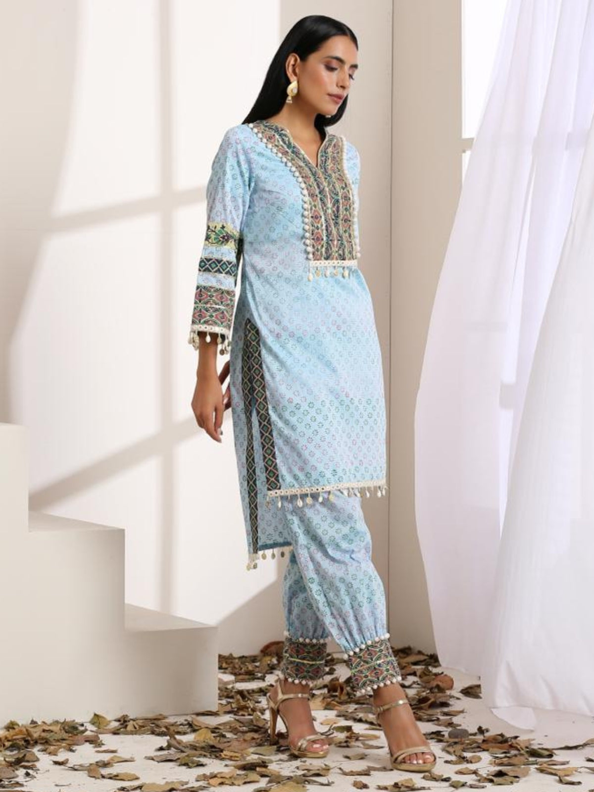 Blue Kalptaru Kurta With Salwar And Dupatta