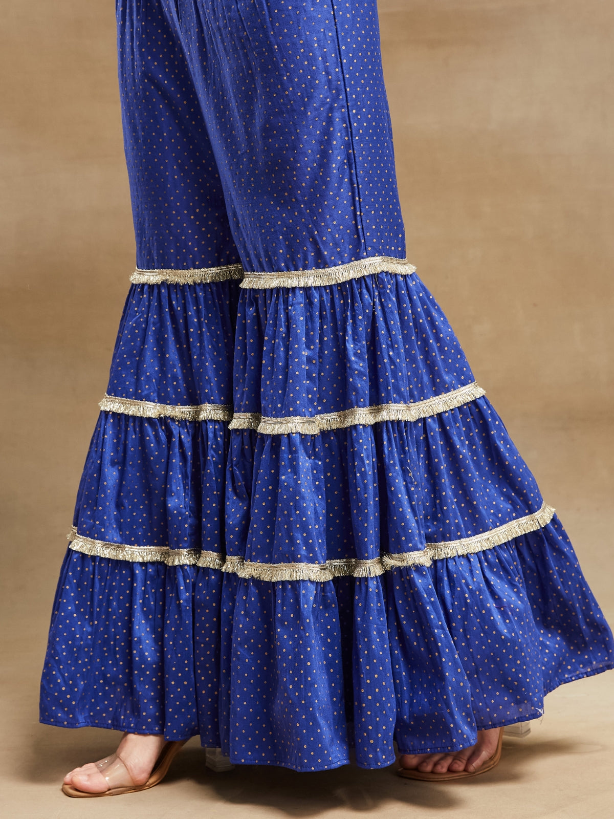 Blue Noor key hole kurta with garara and dupatta