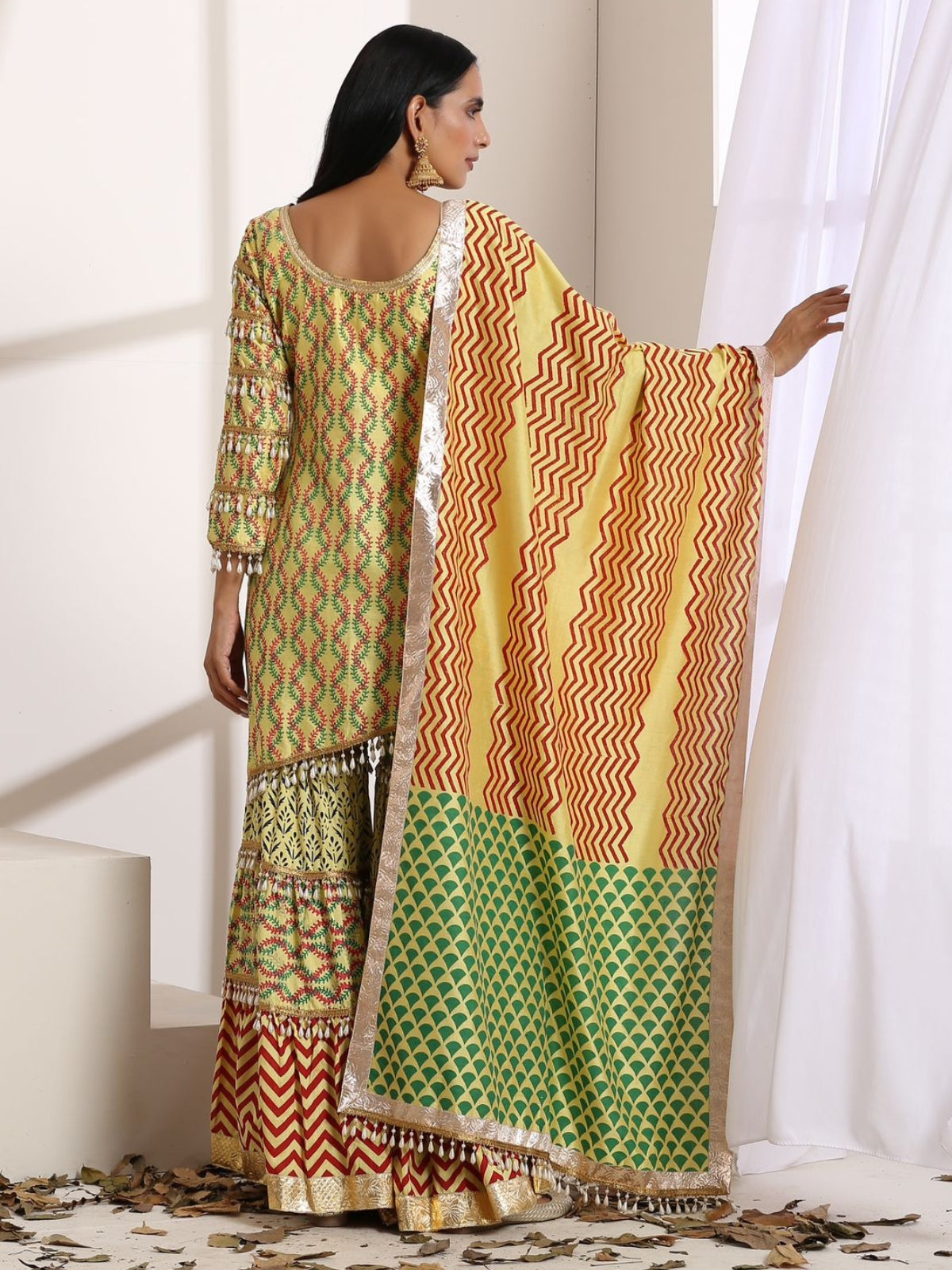 Yellow Kalptaru Kurta With Garara And Dupatta