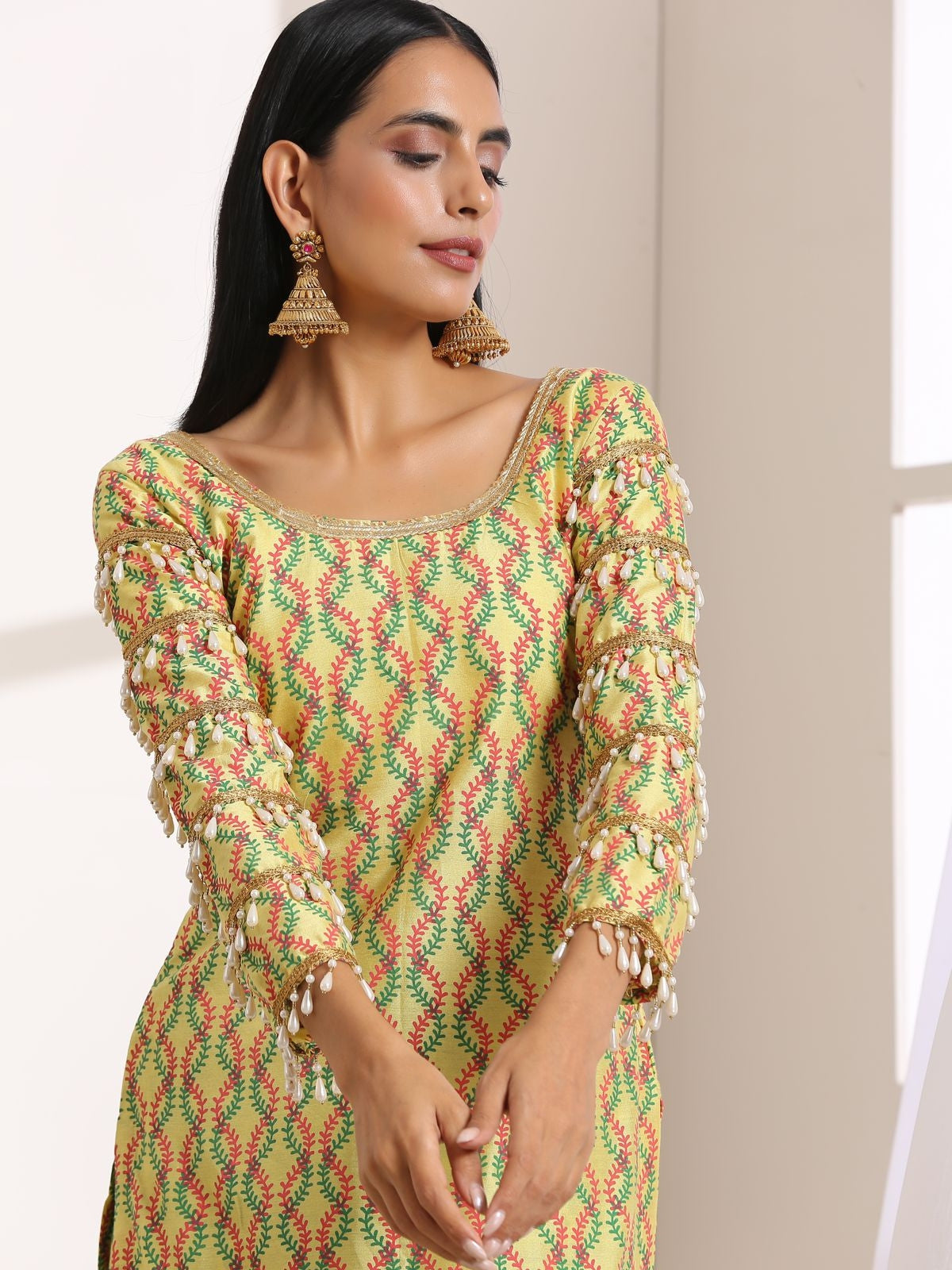 Yellow Kalptaru Kurta With Garara And Dupatta