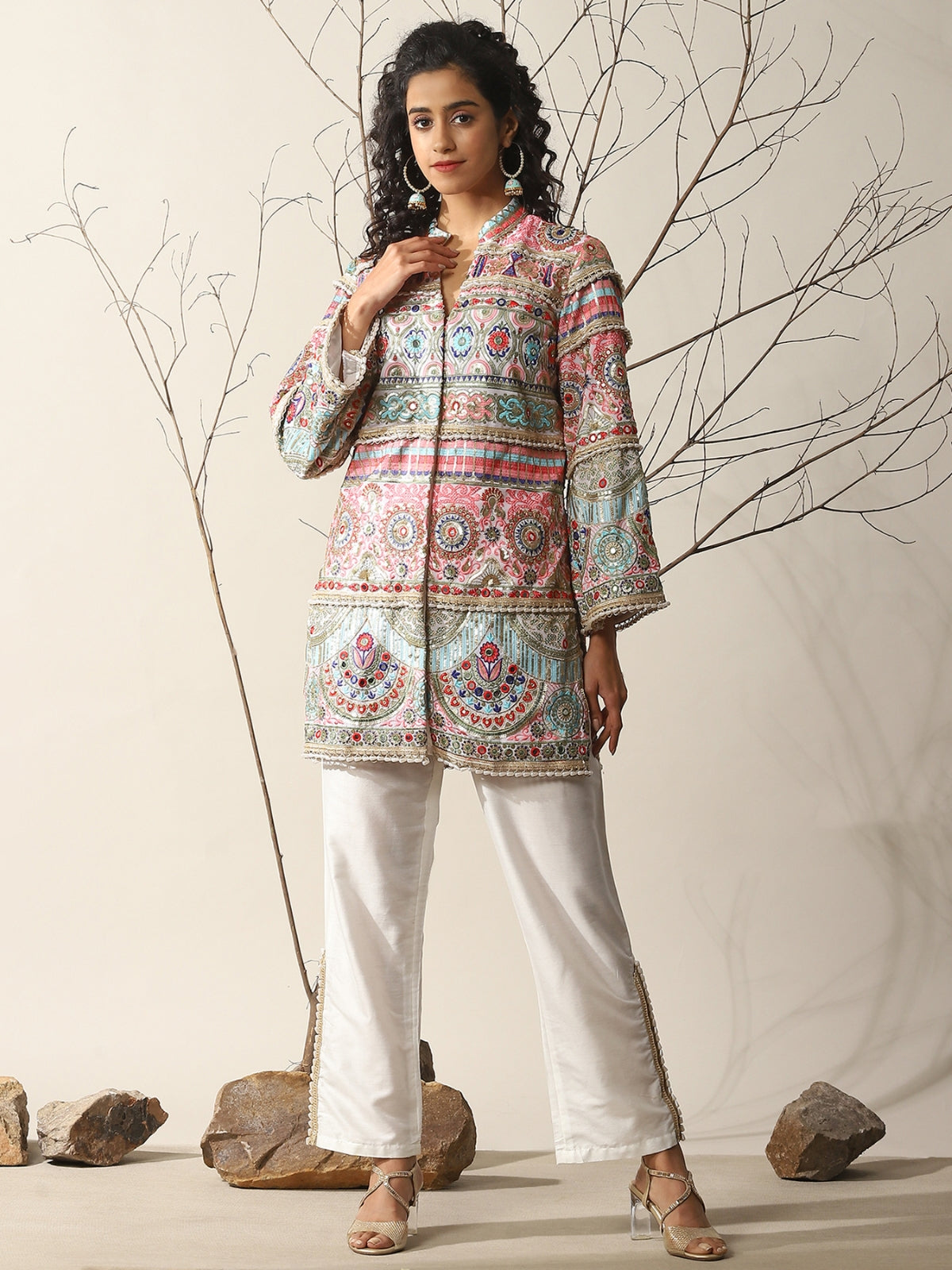 White Rahat Kurta With Pant