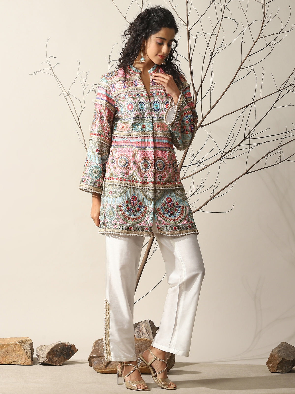 White Rahat Kurta With Pant