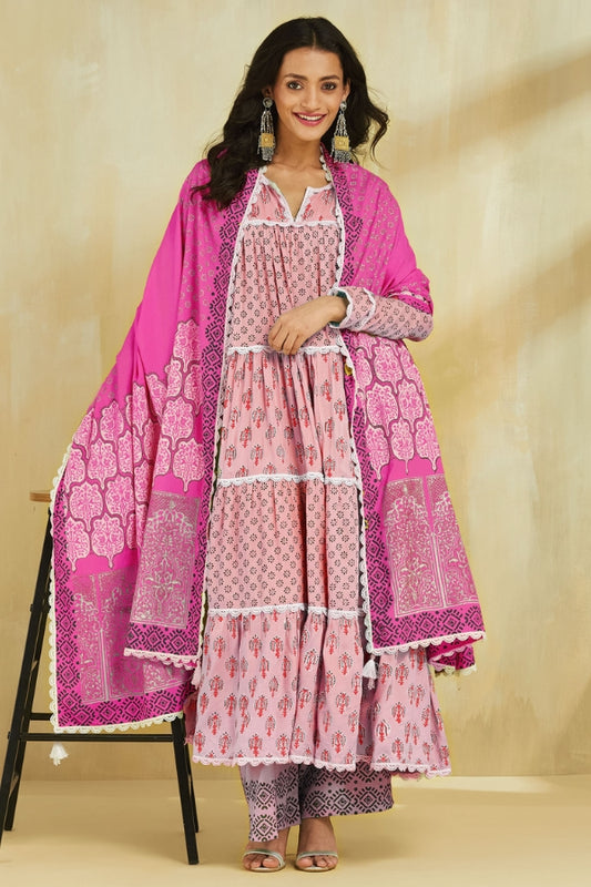 Firoza Kurta With Plazo and Dupatta