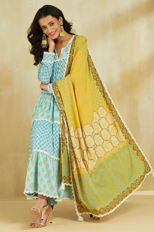Firoza Kurta With Plazo And Dupatta