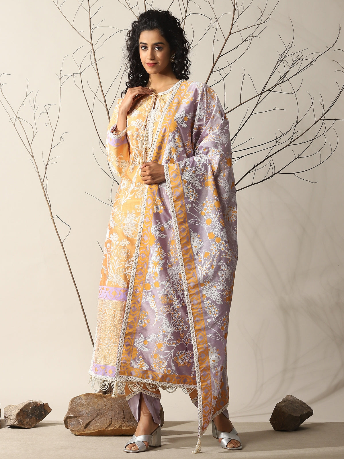 Peachy Orange Rahat Kurta With Dupatta And Tulip Salwar