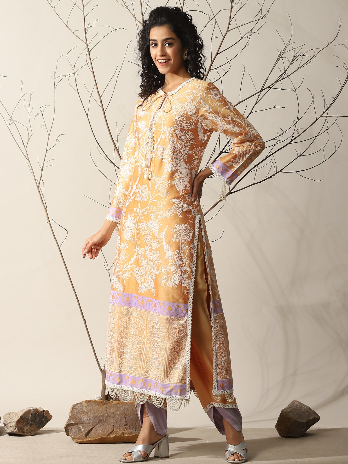 Peachy Orange Rahat Kurta With Dupatta And Tulip Salwar