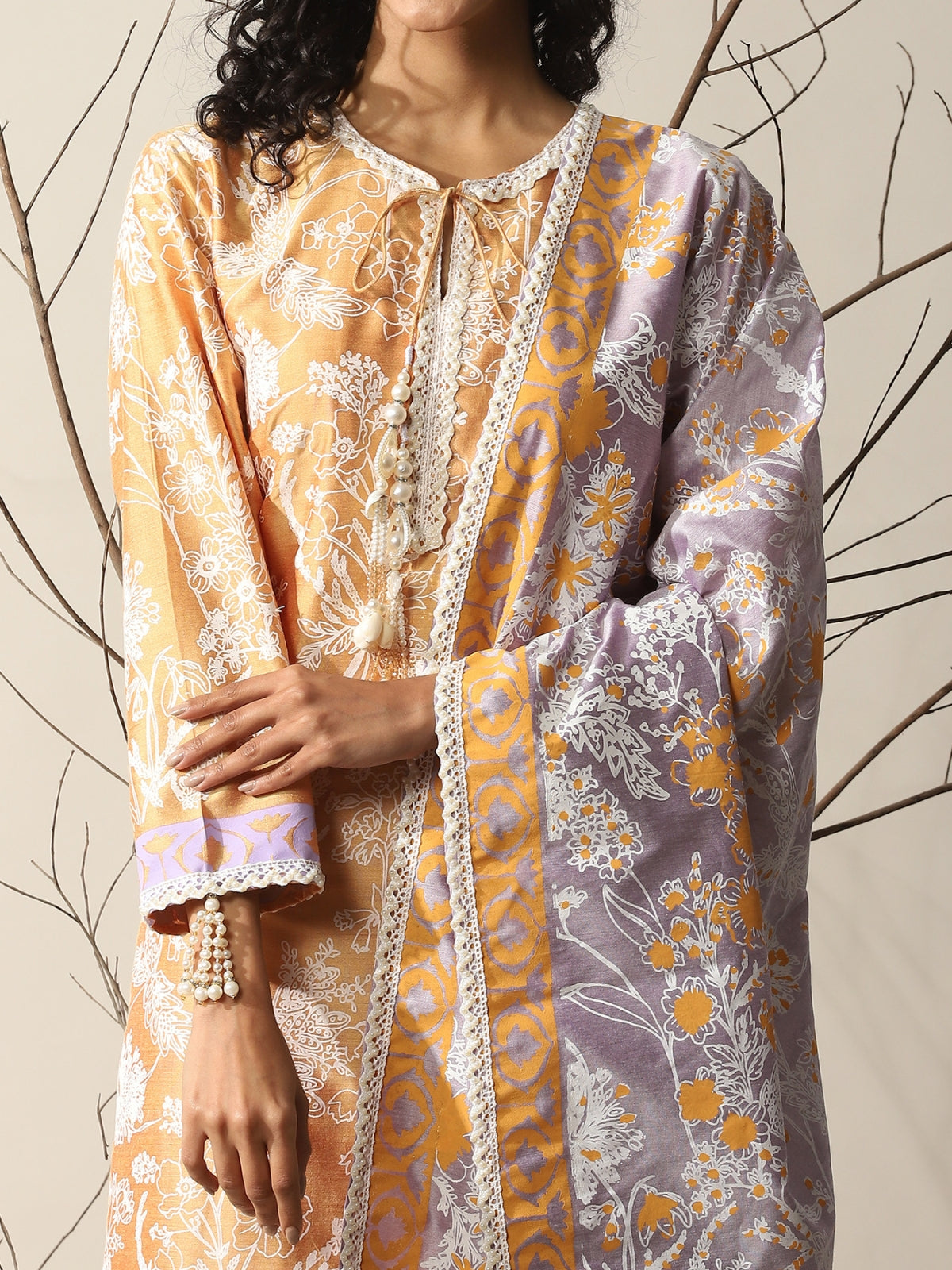 Peachy Orange Rahat Kurta With Dupatta And Tulip Salwar