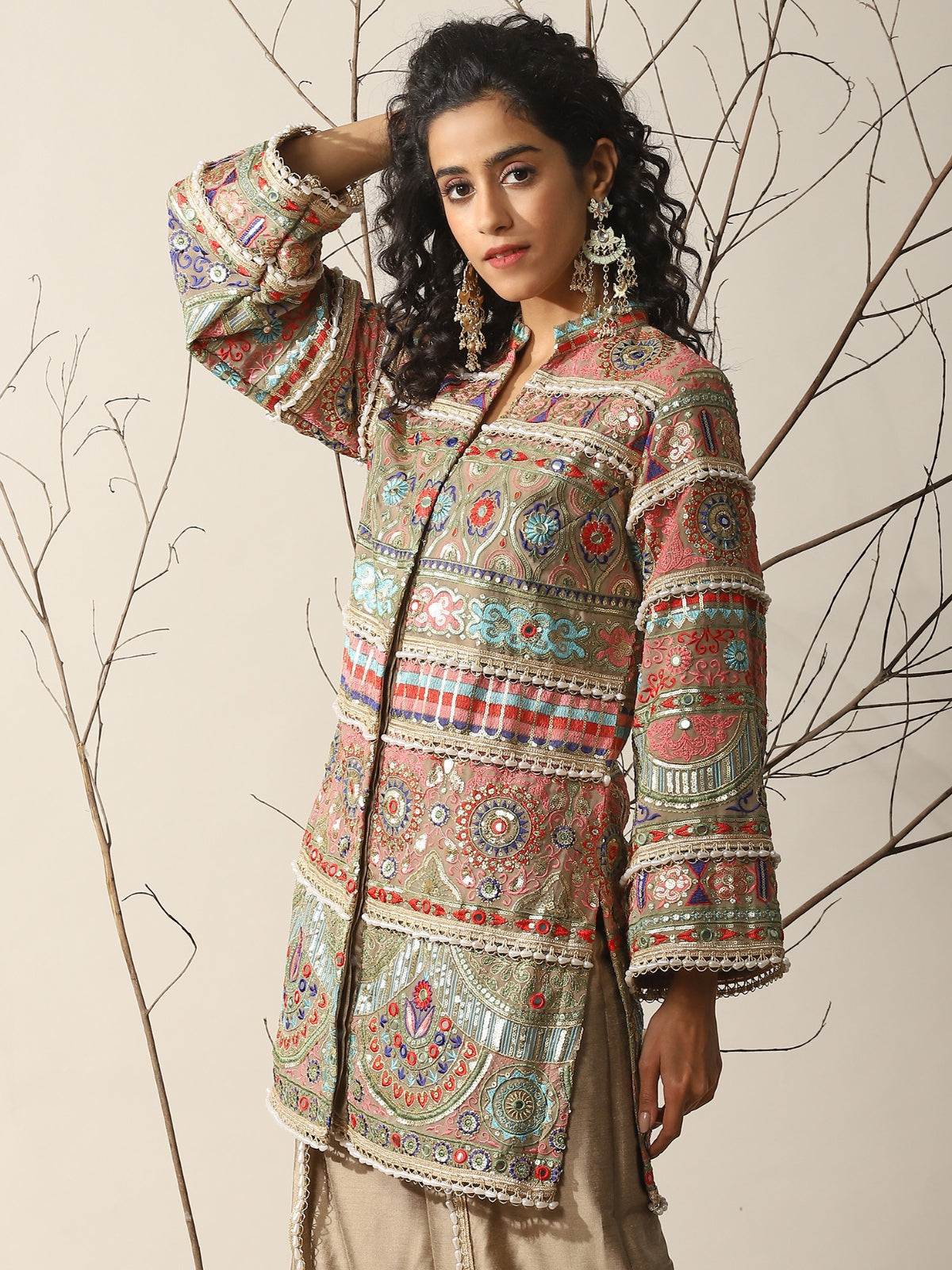 Gold Rahat Kurta With Flared Pant