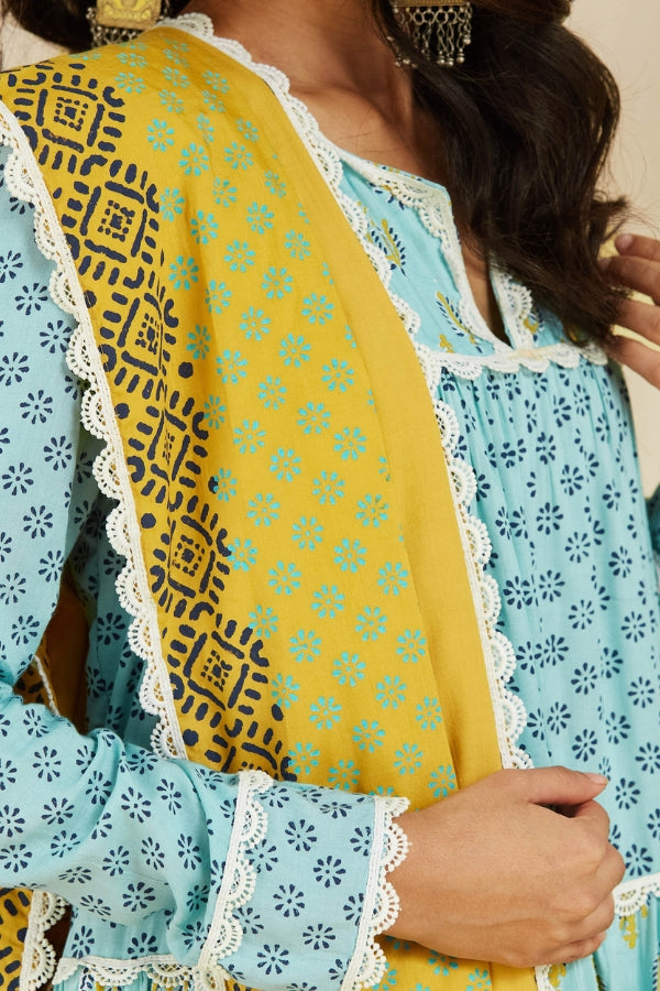 Firoza Kurta With Plazo And Dupatta