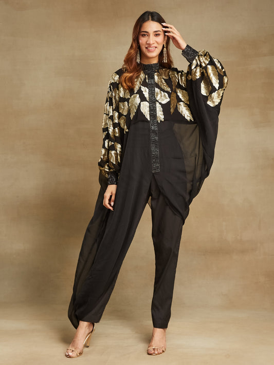 Noor High Neck Cape With Pants