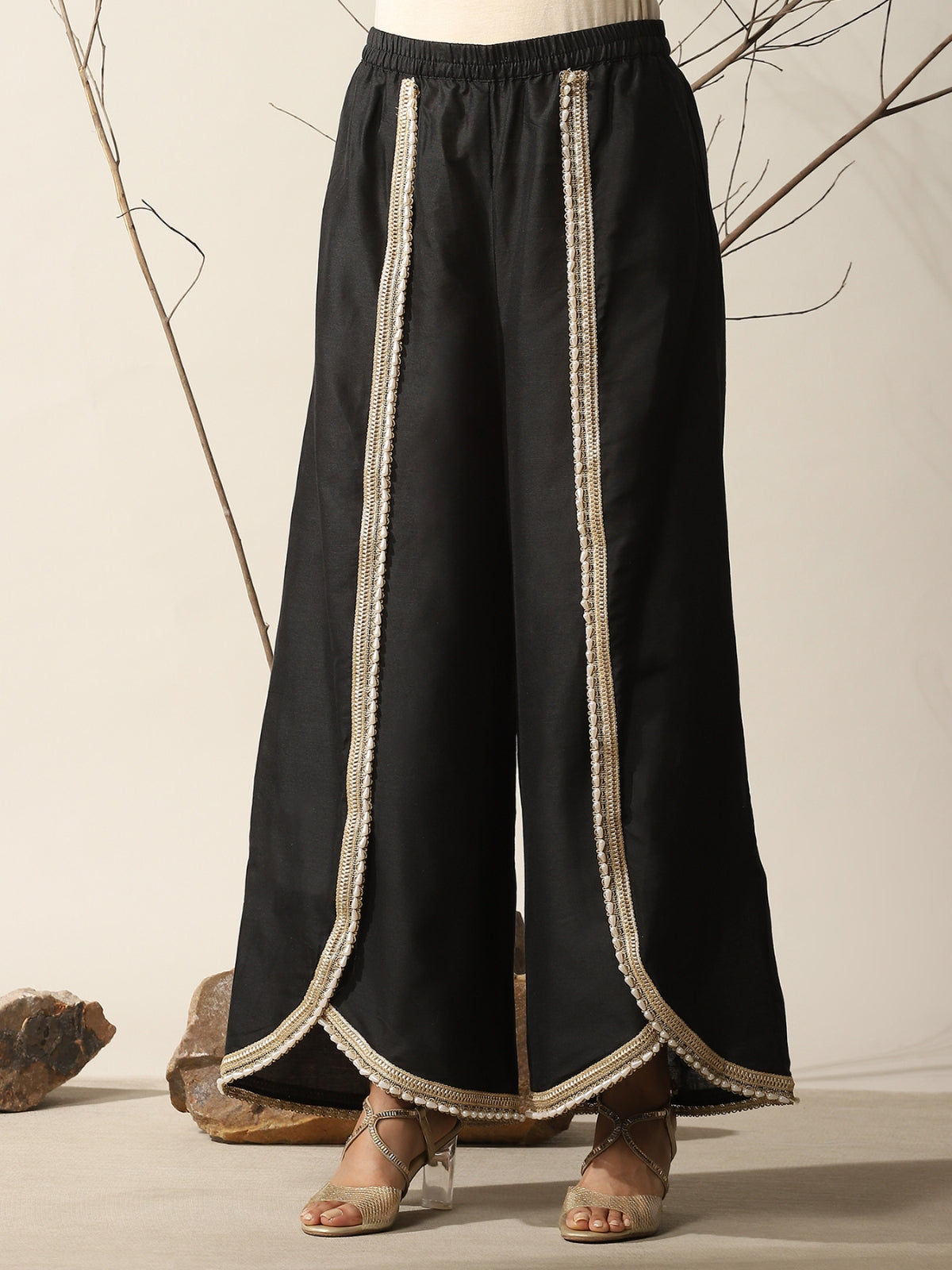 Black Rahat Kurta With Flared Pant