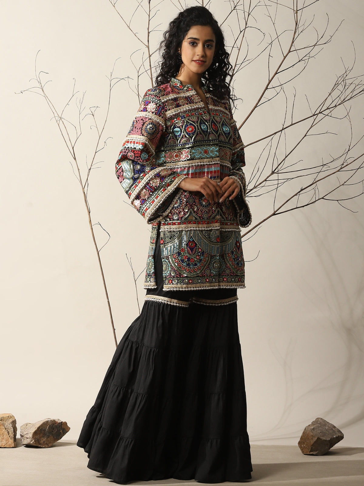 Black Rahat Kurta With Garara