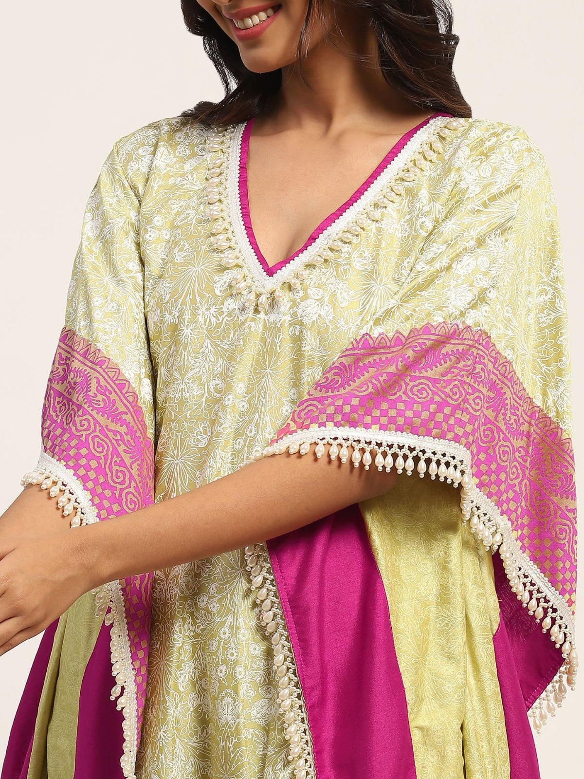 Neon Green Falak Kaftan With Pant