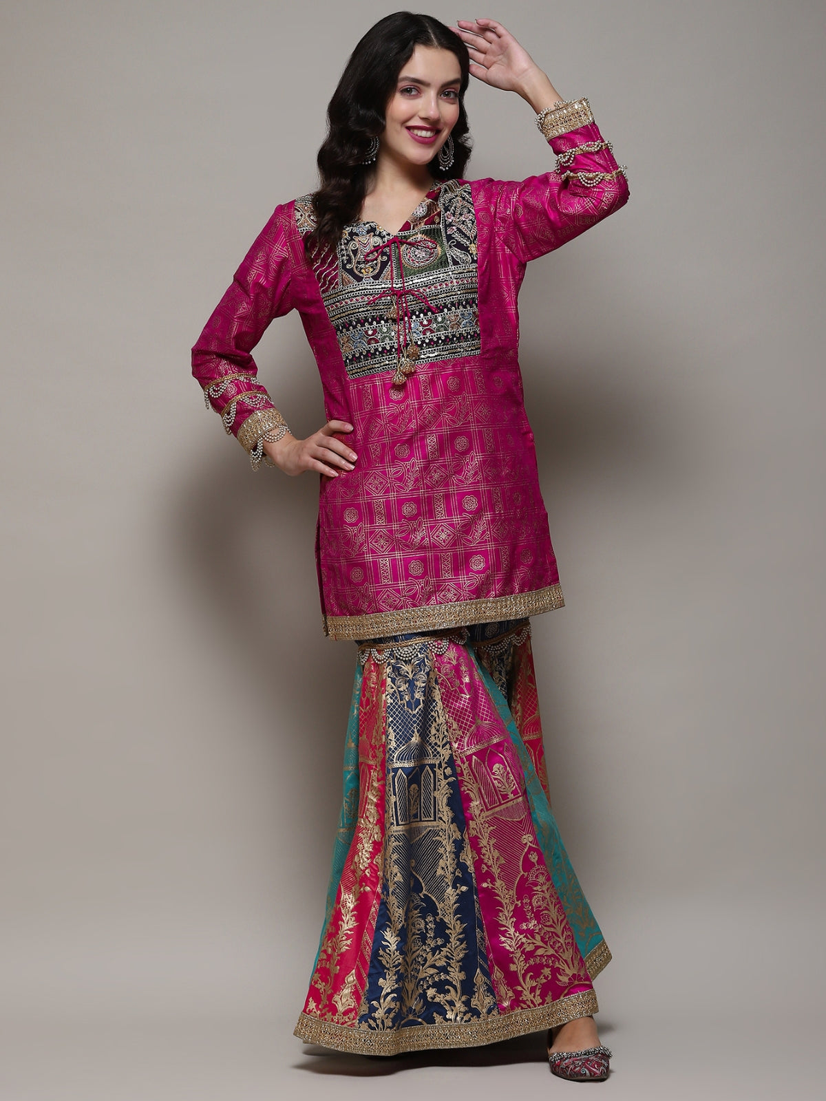 Rani pink Azra kurta, garara & dupatta