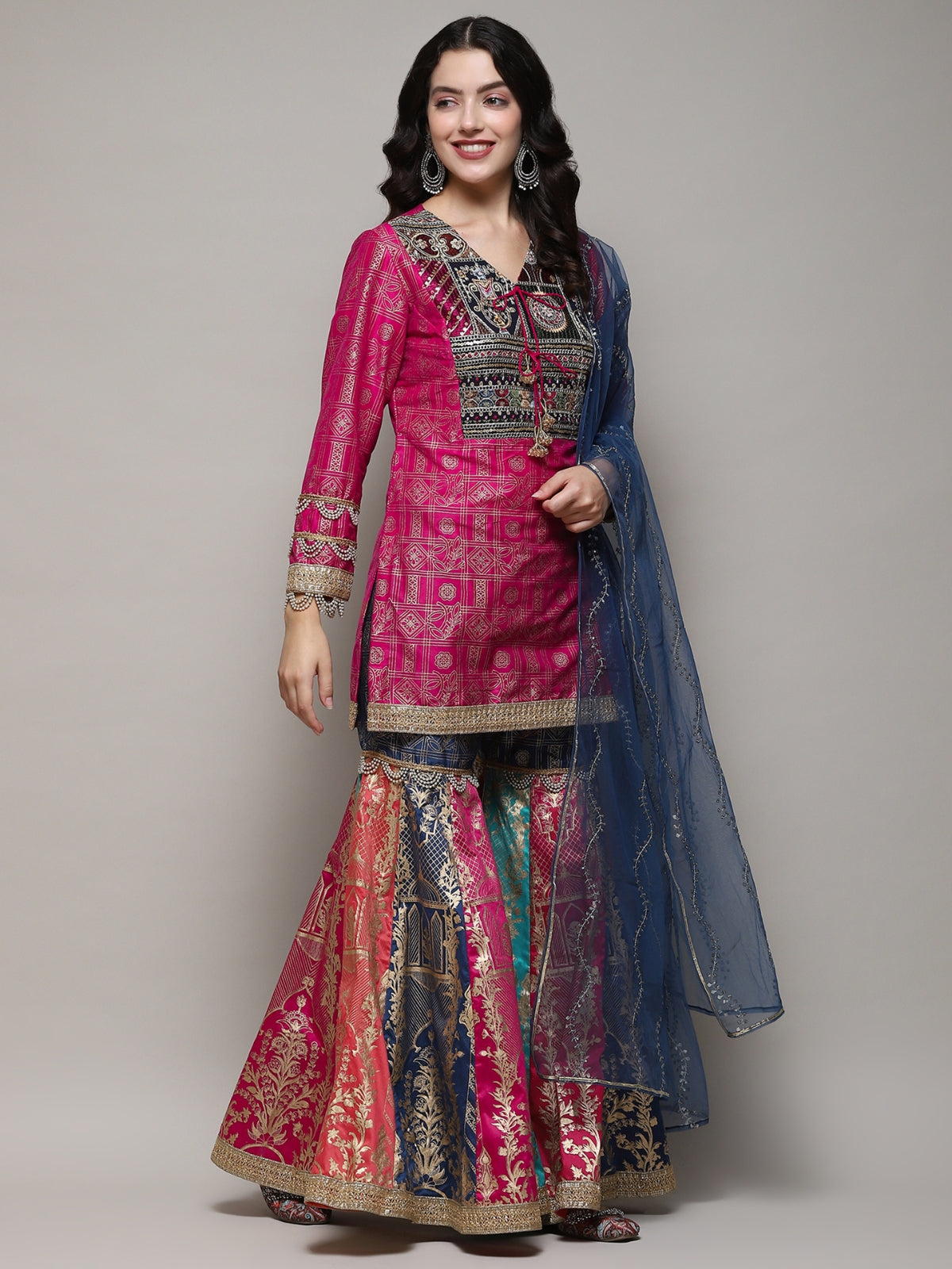 Rani pink Azra kurta, garara & dupatta