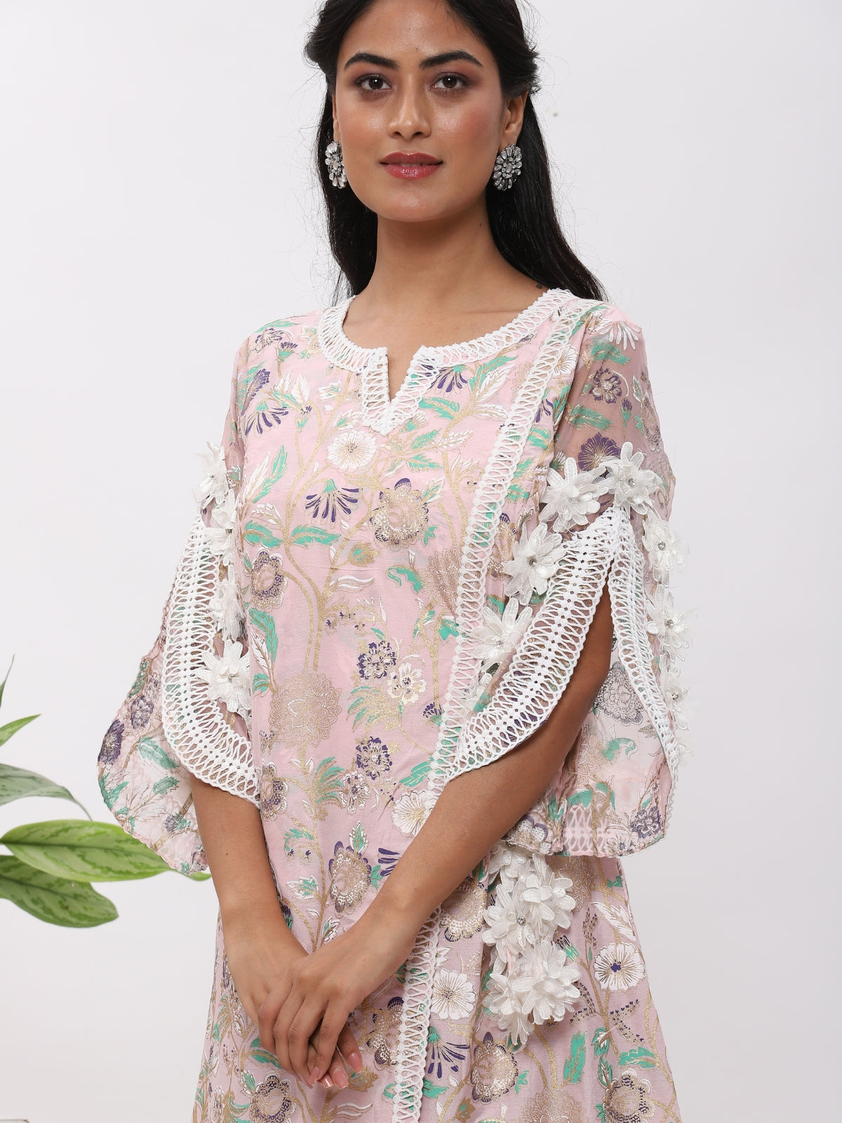 Pink Fanah Kurta With Plazo And Dupatta