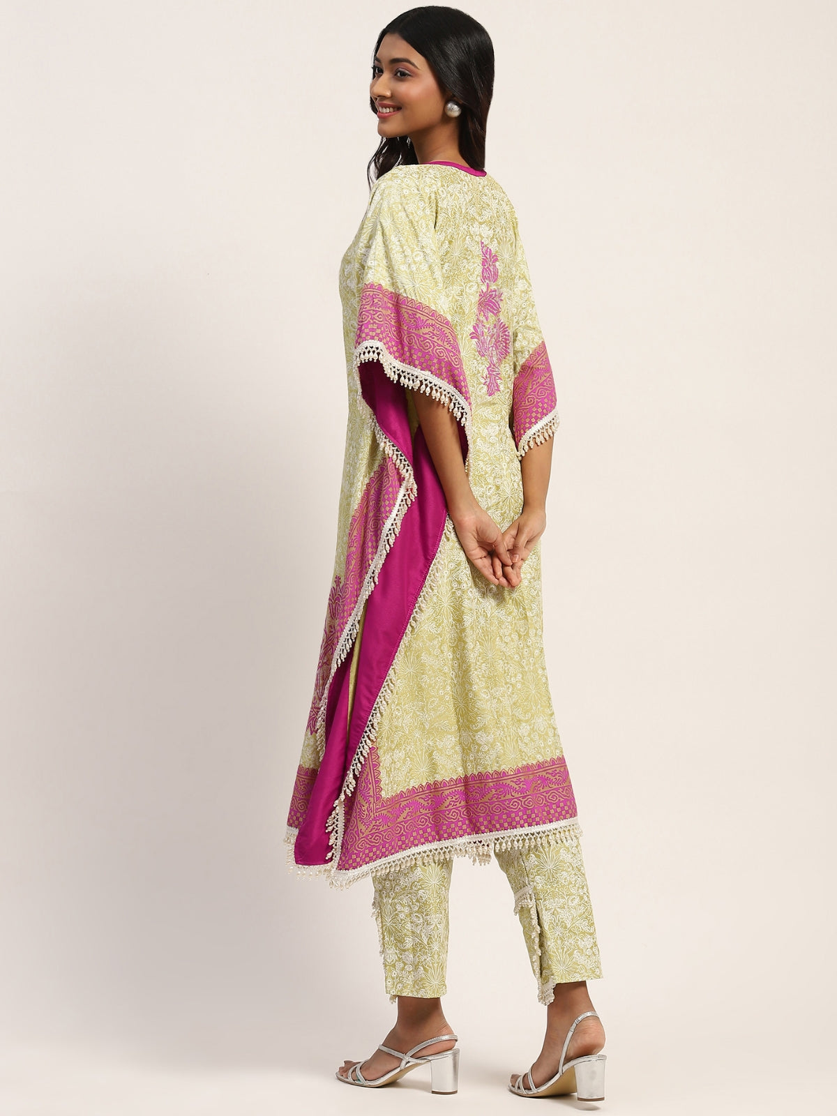 Neon Green Falak Kaftan With Pant