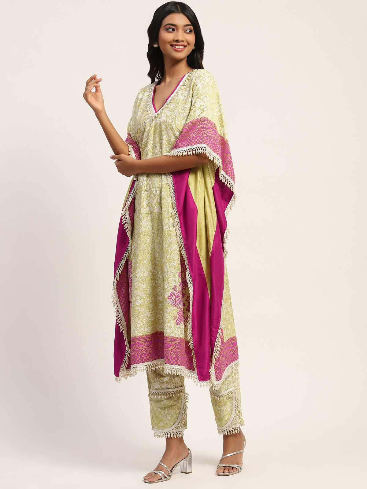 Neon Green Falak Kaftan With Pant