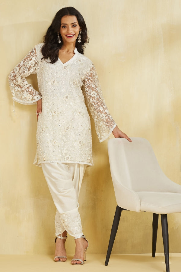 Firoza kurta with Tulip