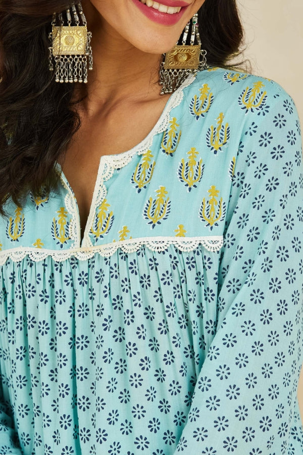 Firoza Kurta With Plazo And Dupatta