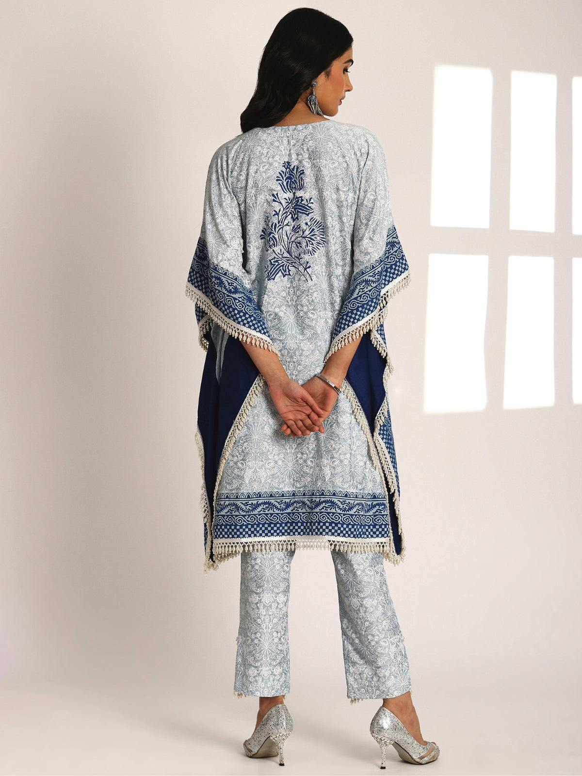 Blue Falak Kaftan With Pant