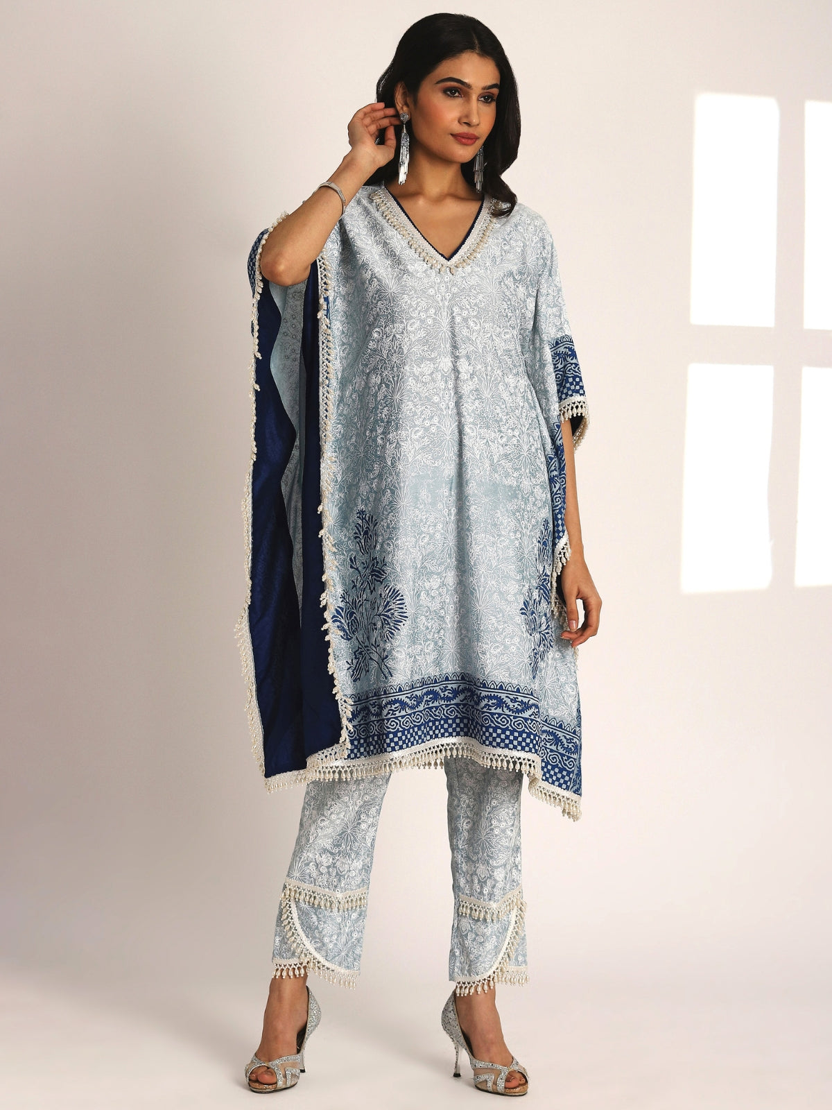 Blue Falak Kaftan With Pant